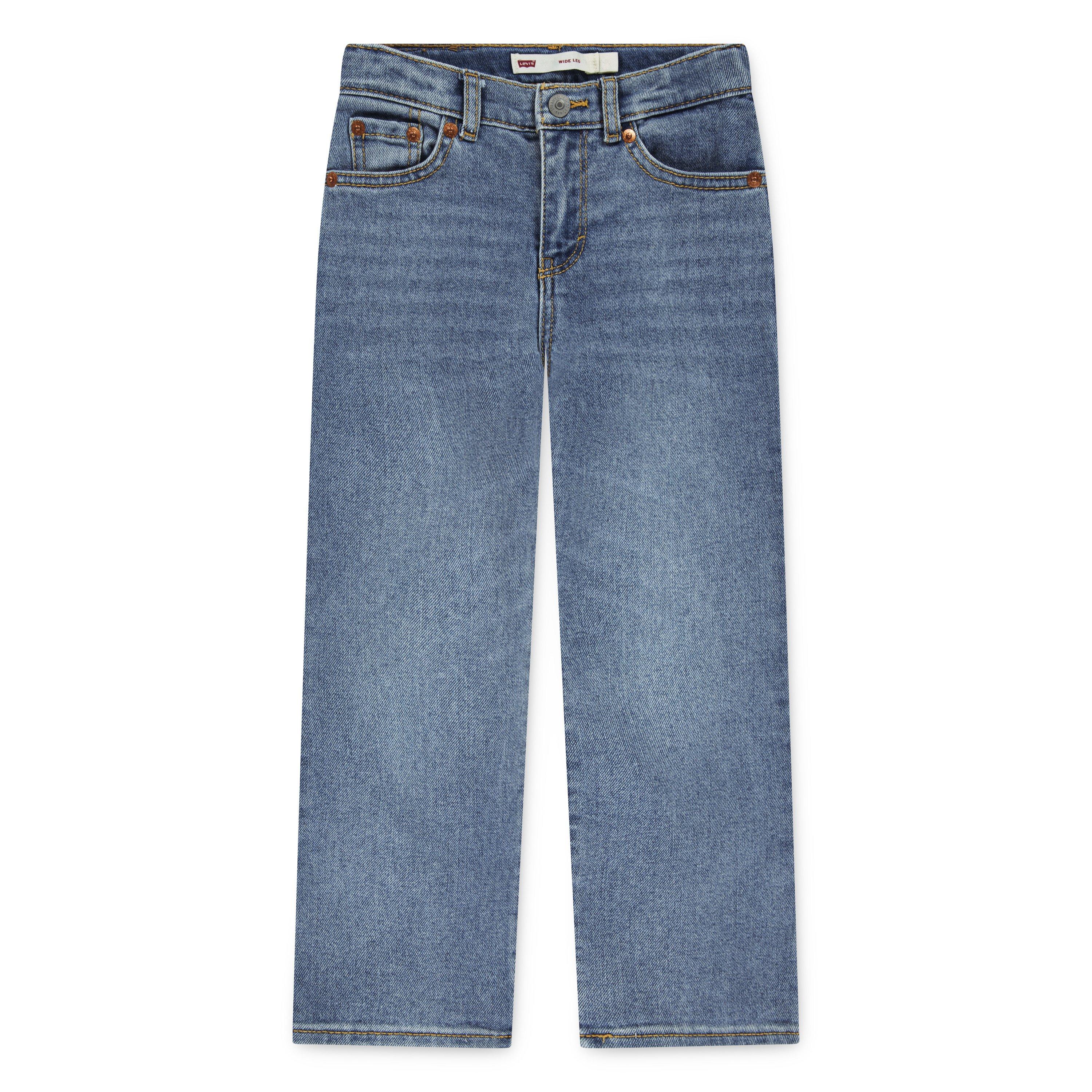 Levi's Little Girls' Wide Leg Med Wash Fun Blue Denim Jeans - FUN BLUE